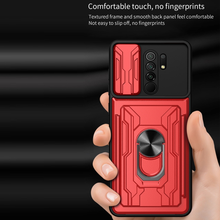 For Xiaomi Redmi 9 Sliding Camshield Card Phone Case(Black) - 4