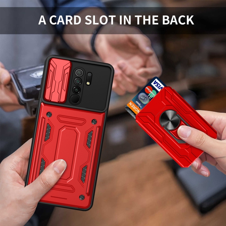 For Xiaomi Redmi 9 Sliding Camshield Card Phone Case(Black) - 5