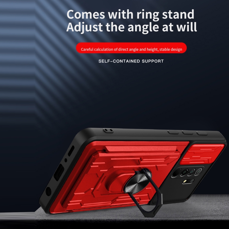 For Xiaomi Redmi 9 Sliding Camshield Card Phone Case(Black) - 6