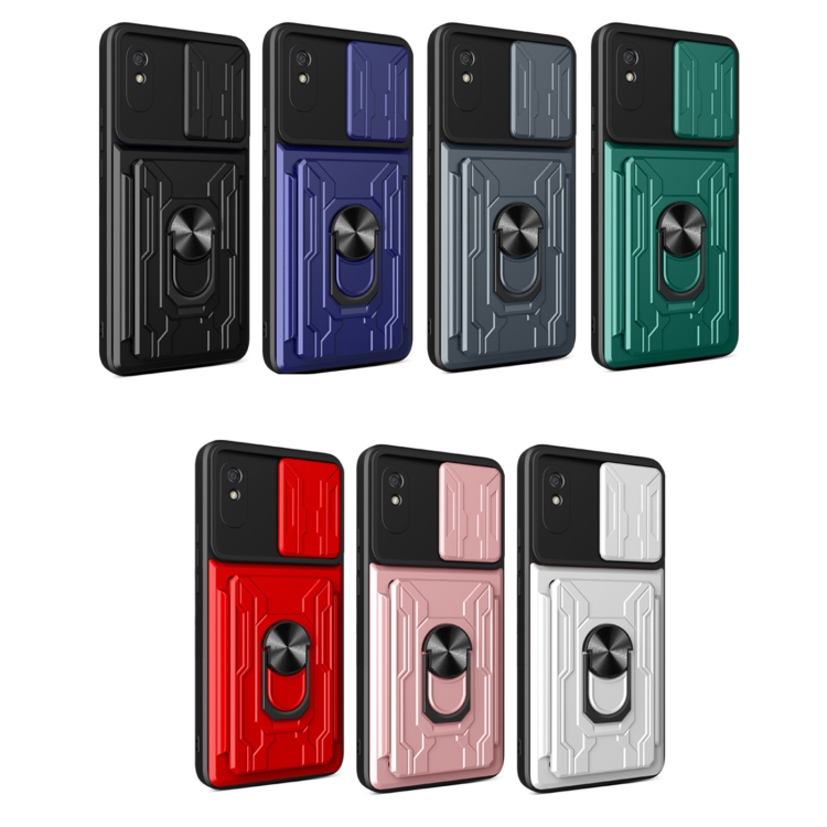 For Xiaomi Redmi 9A Sliding Camshield Card Phone Case(Green) - 1