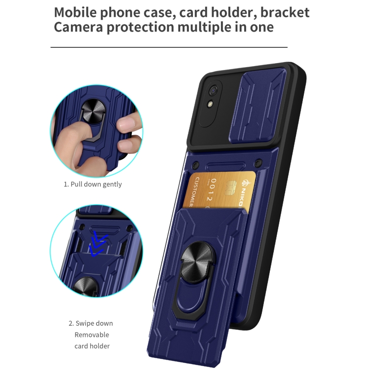 For Xiaomi Redmi 9A Sliding Camshield Card Phone Case(Green) - 2