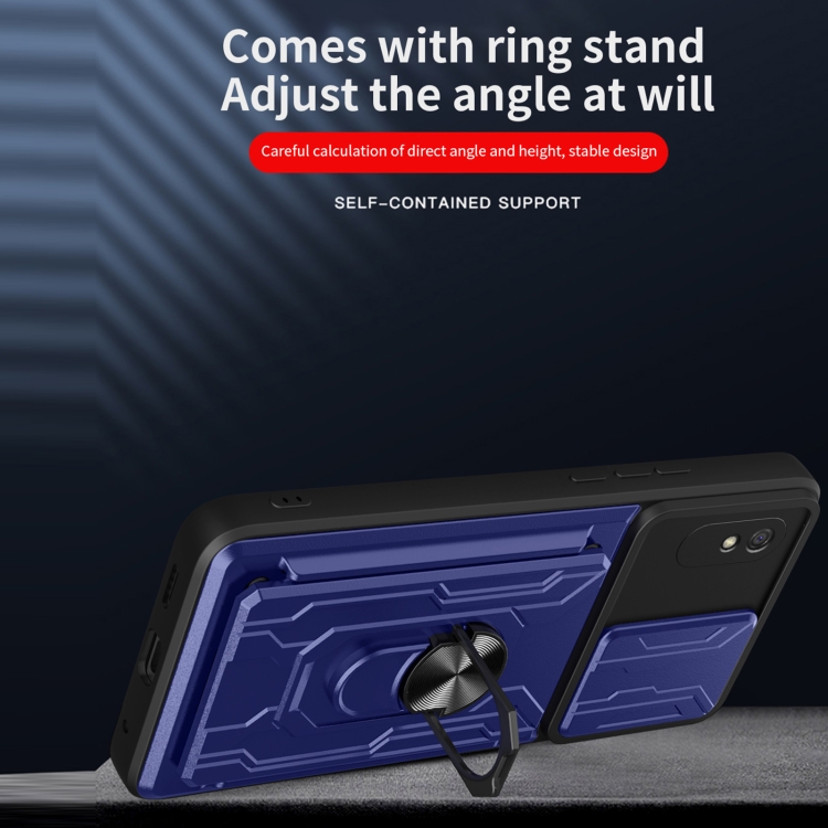 For Xiaomi Redmi 9A Sliding Camshield Card Phone Case(Green) - 6