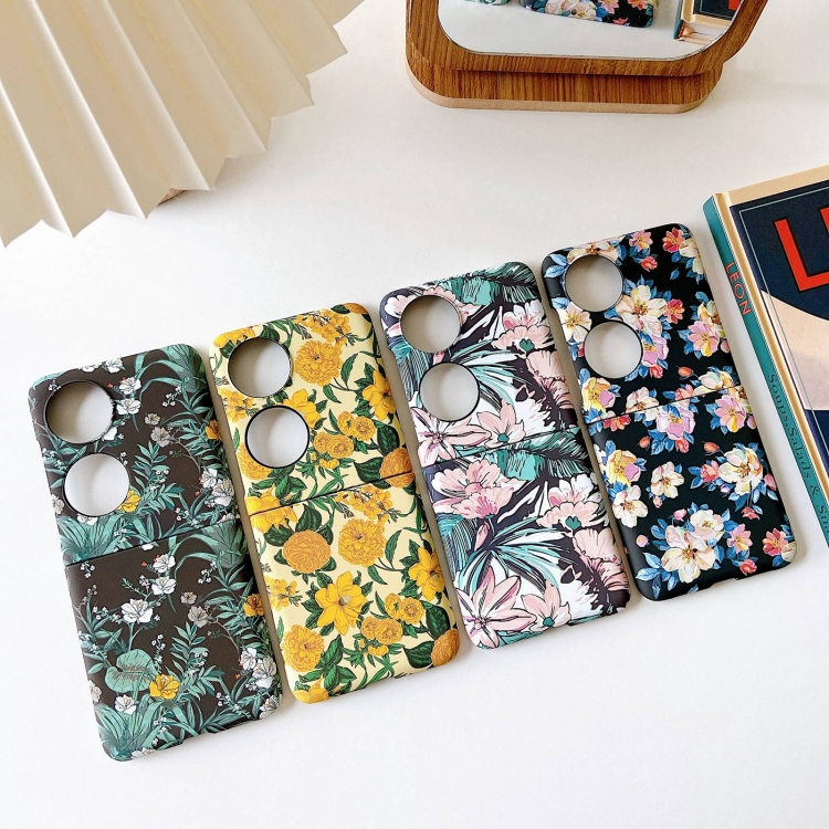 For Huawei P50 Pocket Small Floral PC Folding Phone Case(Flower Bush Green Leaves) - B1