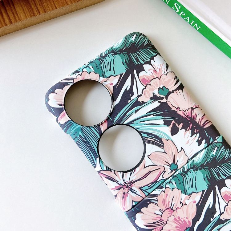 For Huawei P50 Pocket Small Floral PC Folding Phone Case(Flower Bush Green Leaves) - B4