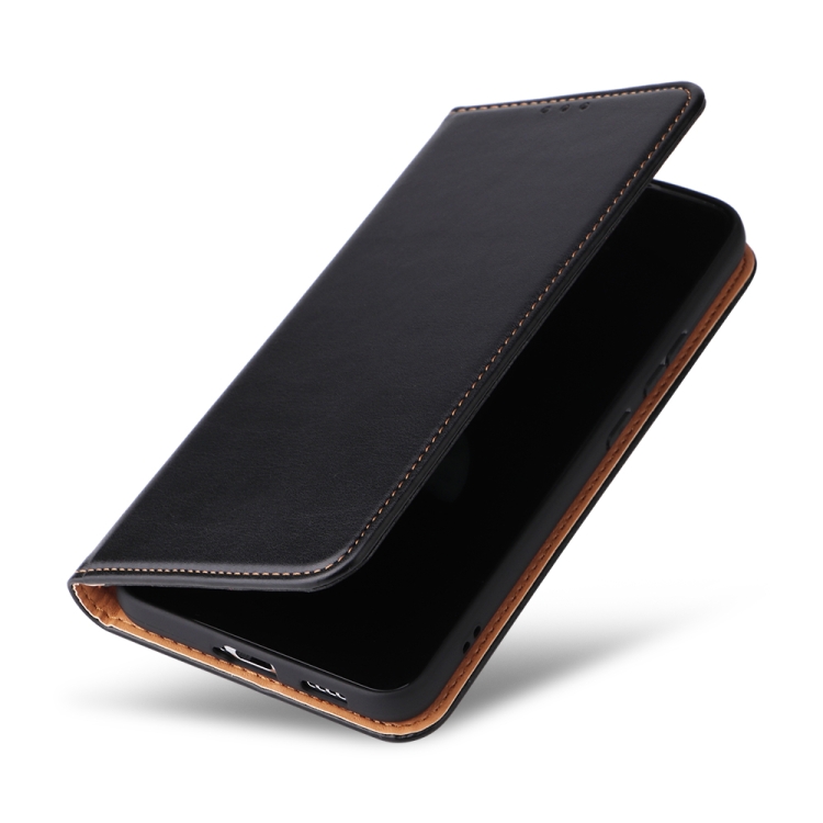 For Samsung Galaxy S22 5G Fierre Shann PU Genuine Leather Texture Leather Phone Case(Black) - 5