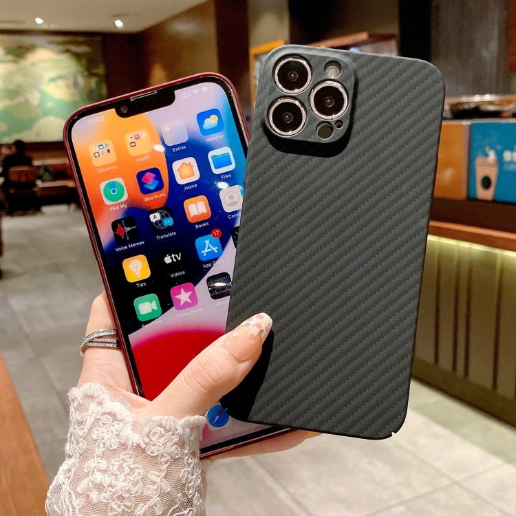 Kevlar Carbon Fiber Texture Protective Phone Case For iPhone 12 Pro Max(Black) - B2