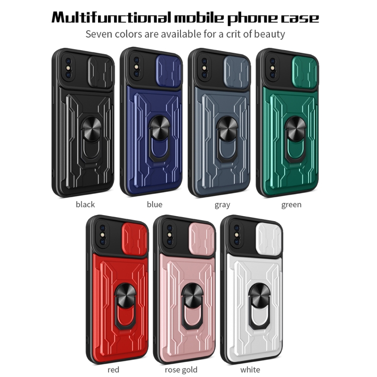 Sliding Camshield Card Phone Case For iPhone X / XS(Black) - 1