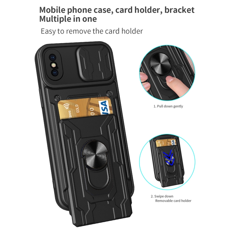 Sliding Camshield Card Phone Case For iPhone X / XS(Black) - 4