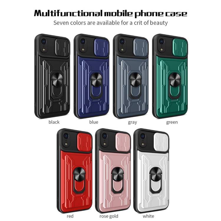 Sliding Camshield Card Phone Case For iPhone XR(Black) - 1