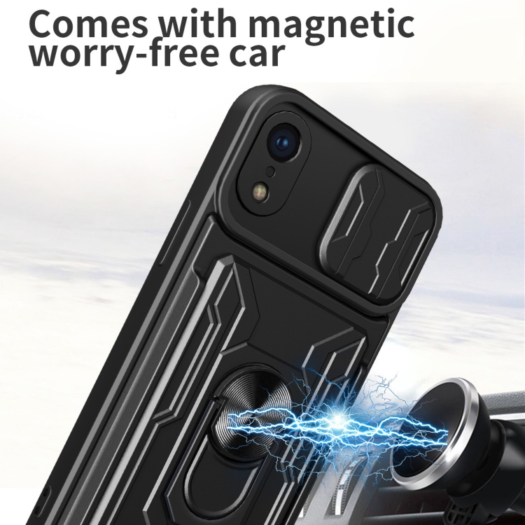 Sliding Camshield Card Phone Case For iPhone XR(Black) - 5