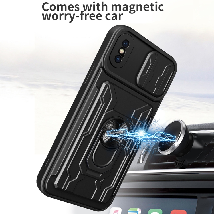 Sliding Camshield Card Phone Case For iPhone XS Max(Black) - 5