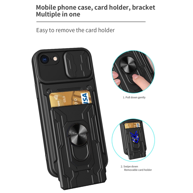 Sliding Camshield Card Phone Case For iPhone 7 / 8 / SE 2020(Black) - 4