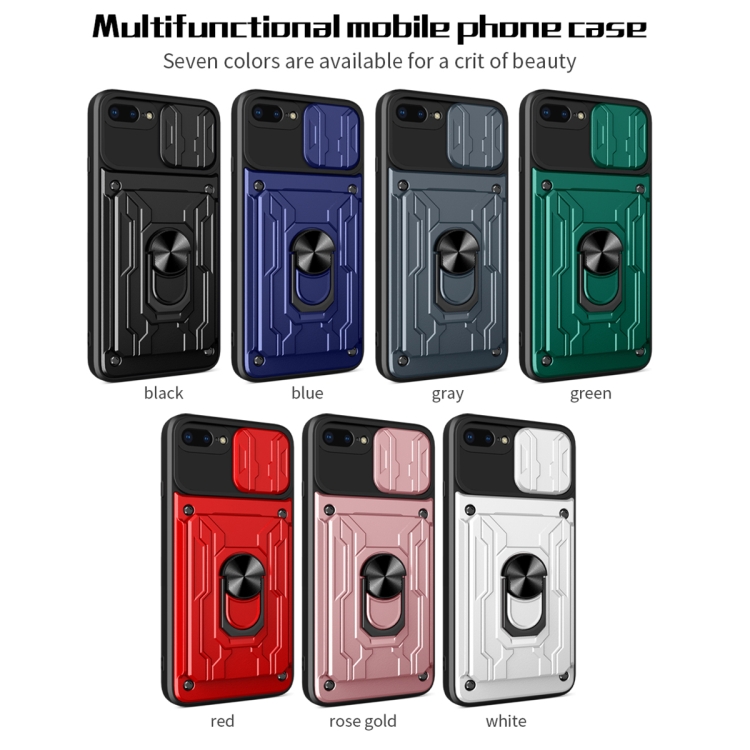 Sliding Camshield Card Phone Case For iPhone 7 Plus / 8 Plus(Dark Green) Sliding Camshield Card Phone Case For iPhone 7 Plus / 8 Plus(Dark Green)