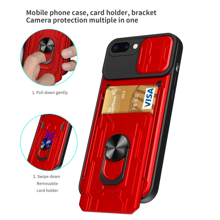 Sliding Camshield Card Phone Case For iPhone 7 Plus / 8 Plus(Dark Green) Sliding Camshield Card Phone Case For iPhone 7 Plus / 8 Plus(Dark Green)