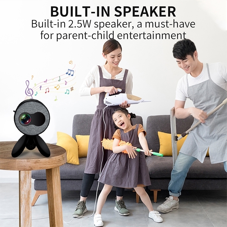 YG220 Same Screen Version Children Projector Mini LED Portable Home Speaker Projector, Plug Type:AU Plug(Black) - 8
