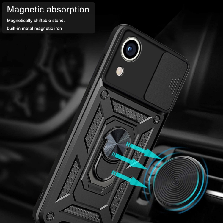 For Samsung Galaxy A03 Core Sliding Camera Cover Design TPU+PC Phone Case(Black) - B4