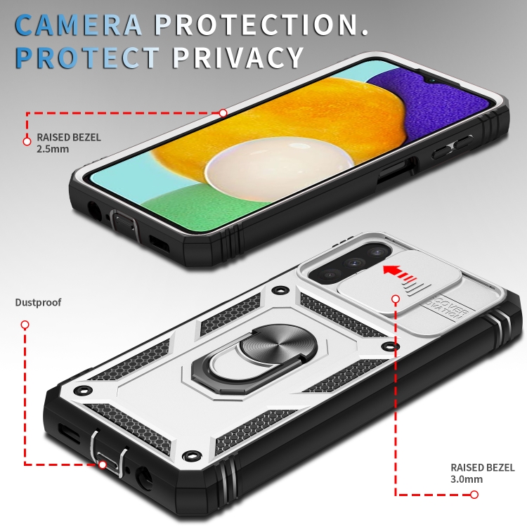 For Samsung Galaxy A13 5G Sliding Camera Cover Design TPU + PC Protective Phone Case(White+Black) - 3
