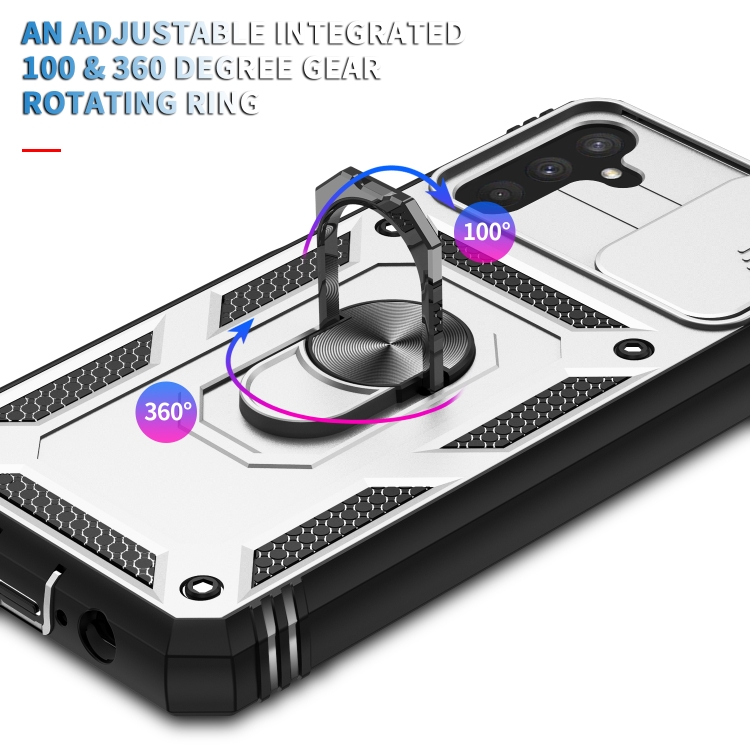 For Samsung Galaxy A13 5G Sliding Camera Cover Design TPU + PC Protective Phone Case(White+Black) - 6