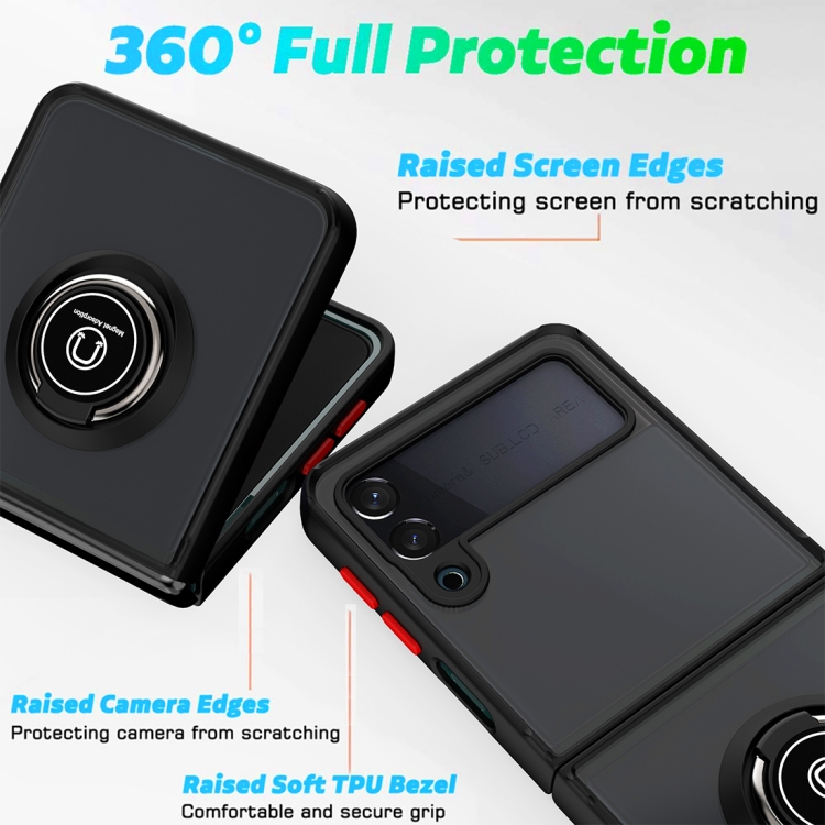 For Samsung Galaxy Z Flip 3 5G Q Shadow 1 Series TPU + PC Holder Phone Case(Black) - 3