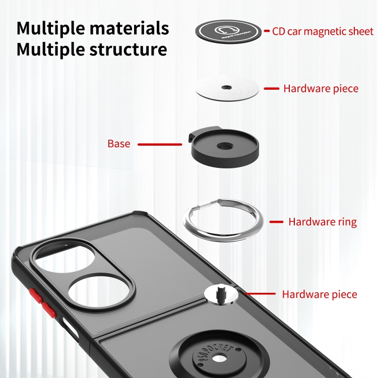For Huawei P50 Pocket Q Shadow 1 Series TPU + PC Holder Phone Case(Black) - 3