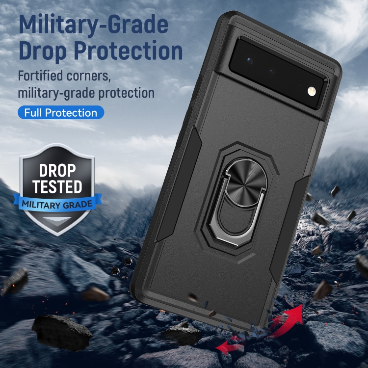 For Google Pixel 6 Pioneer Armor Heavy Duty PC + TPU Holder Phone Case(Black) - 4