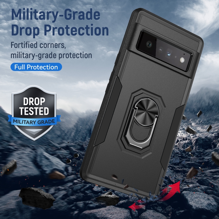 For Google Pixel 6 Pro Pioneer Armor Heavy Duty PC + TPU Holder Phone Case(Black) - 4