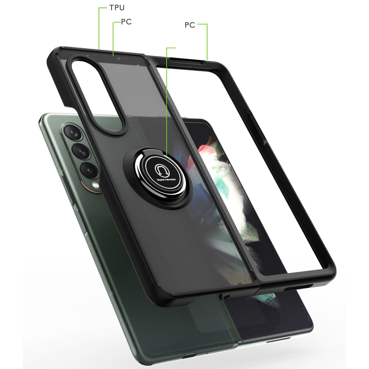 For Samsung Galaxy Z Fold3 5G Q Shadow 1 Series TPU + PC Holder Phone Case(Black) - 2