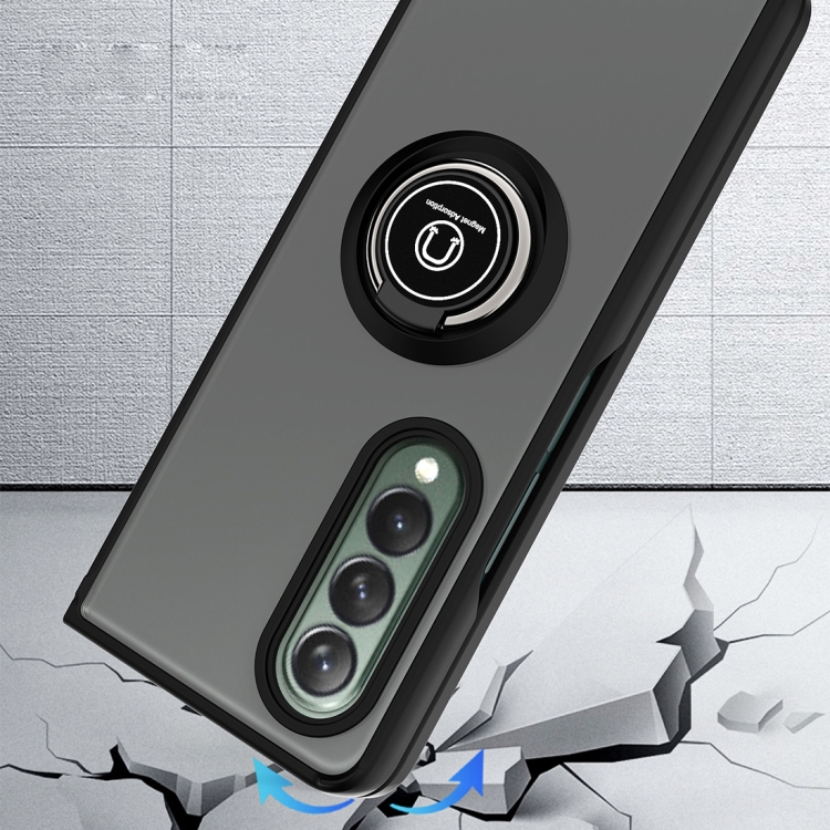 For Samsung Galaxy Z Fold3 5G Q Shadow 1 Series TPU + PC Holder Phone Case(Black) - 5