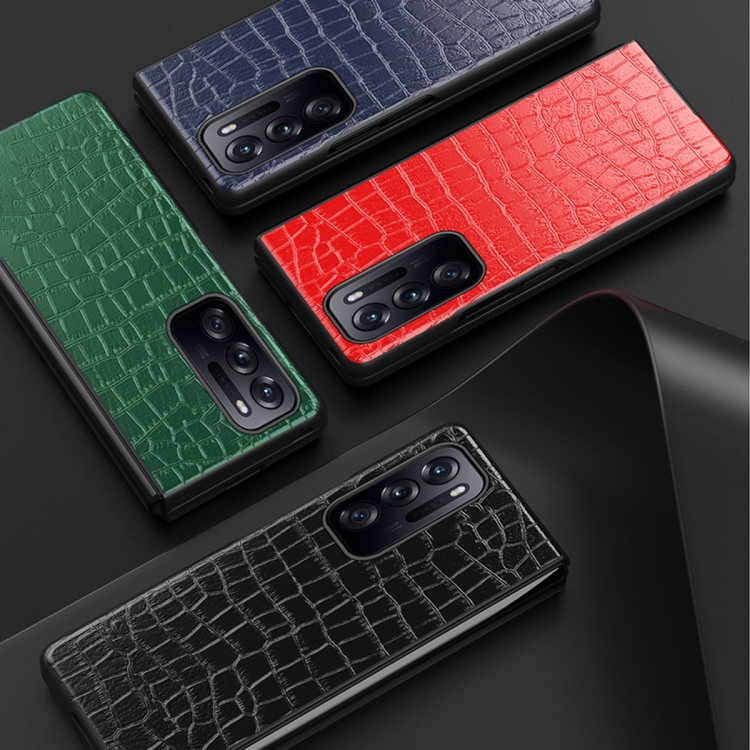 For OPPO Find N Folding Crocodile Texture Leather Phone Case(Black) - B5