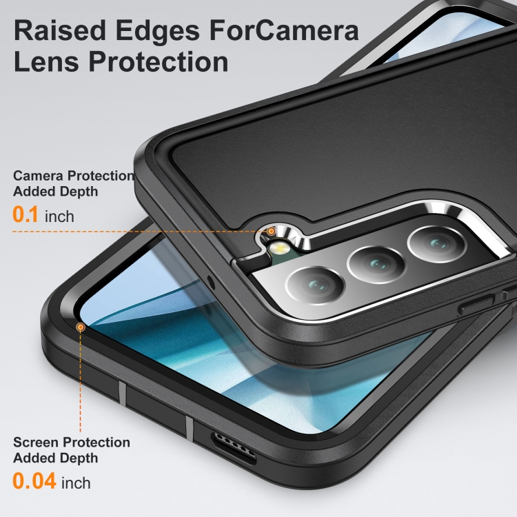 For Samsung Galaxy S22+ 5G 3 in 1 Rugged Holder Phone Case(Black) For Samsung Galaxy S22+ 5G 3 in 1 Rugged Holder Phone Case(Black)