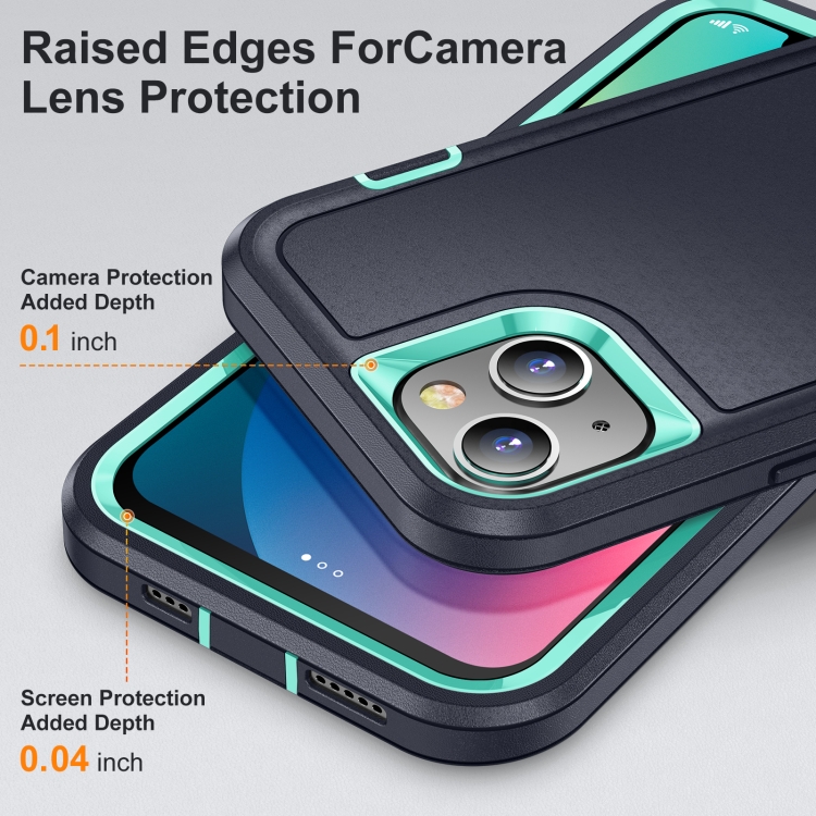 For iPhone 13 mini 3 in 1 Rugged Holder Phone Case (Dark Blue+Light Blue) For iPhone 13 mini 3 in 1 Rugged Holder Phone Case (Dark Blue+Light Blue)