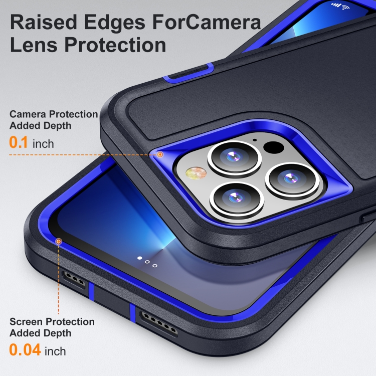 For iPhone 11 Pro 3 in 1 Rugged Holder Phone Case (Dark Blue+Sapphire Blue) For iPhone 11 Pro 3 in 1 Rugged Holder Phone Case (Dark Blue+Sapphire Blue)