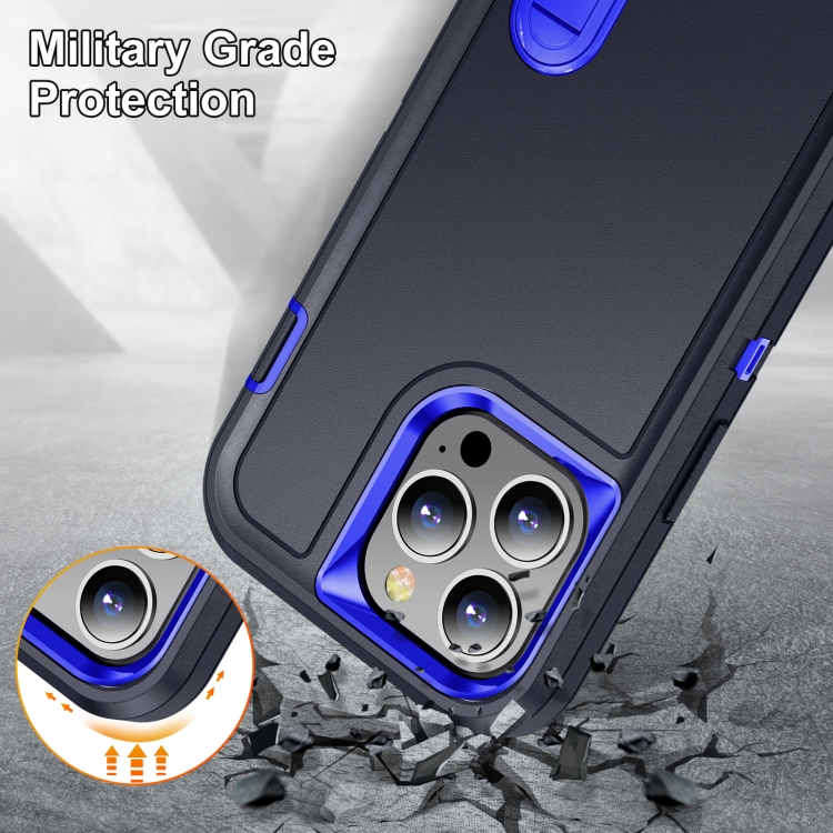 For iPhone 11 Pro 3 in 1 Rugged Holder Phone Case (Dark Blue+Sapphire Blue) For iPhone 11 Pro 3 in 1 Rugged Holder Phone Case (Dark Blue+Sapphire Blue)