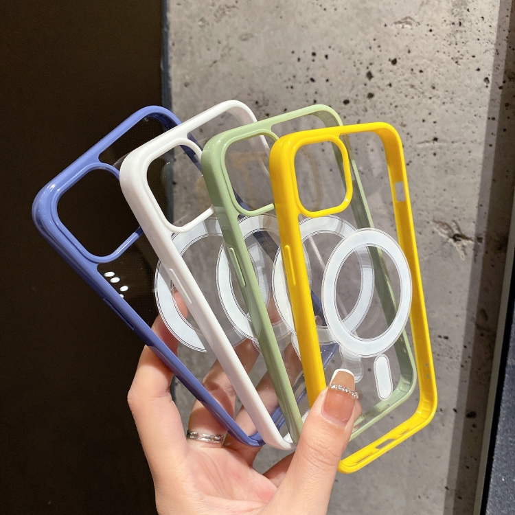 For iPhone 13 Pro 2 in 1 Colorful Frame Transparent Magnetic Phone Case (White) For iPhone 13 Pro 2 in 1 Colorful Frame Transparent Magnetic Phone Case (White)