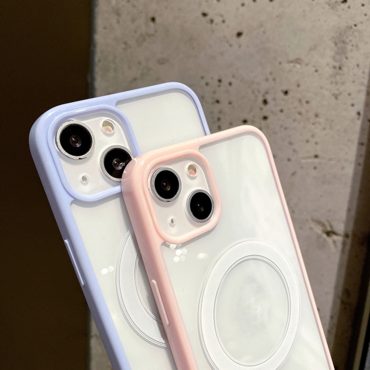 For iPhone 13 Pro Max 2 in 1 Colorful Frame Transparent Magnetic Phone Case (Pink) For iPhone 13 Pro Max 2 in 1 Colorful Frame Transparent Magnetic Phone Case (Pink)
