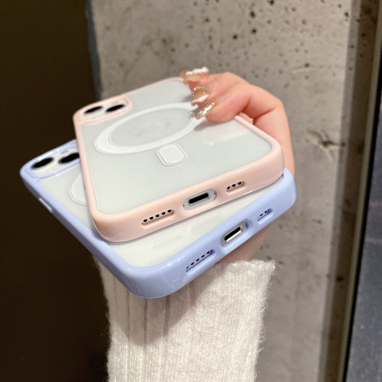 For iPhone 13 Pro Max 2 in 1 Colorful Frame Transparent Magnetic Phone Case (Pink) For iPhone 13 Pro Max 2 in 1 Colorful Frame Transparent Magnetic Phone Case (Pink)
