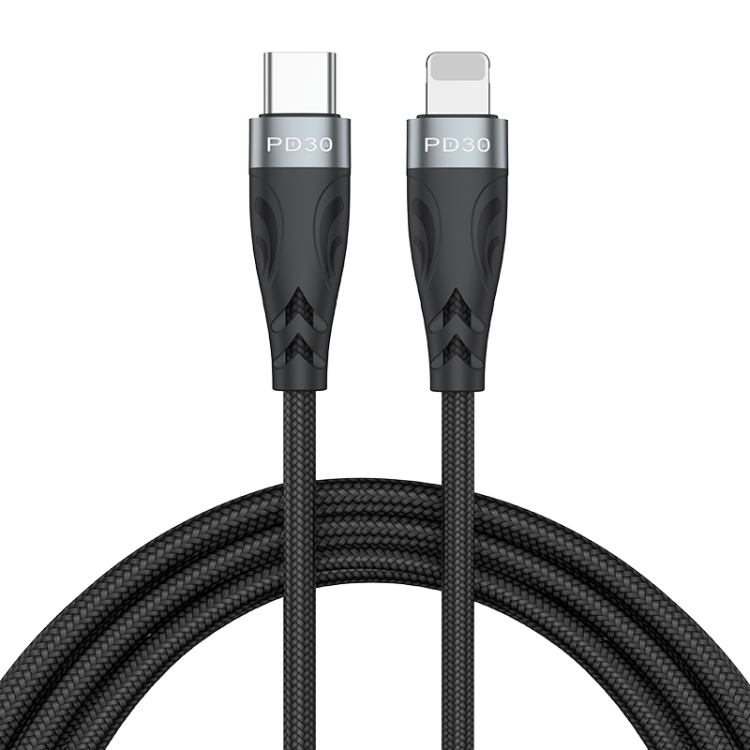 ADC-008 30W USB-C / Type-C to 8 Pin Fast Charge Data Cable, Cable Length:2m(Black Grey) ADC-008 30W USB-C / Type-C to 8 Pin Fast Charge Data Cable, Cable Length:2m(Black Grey)