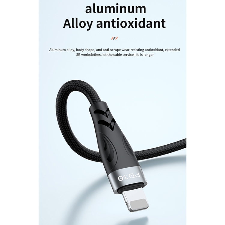 ADC-008 30W USB-C / Type-C to 8 Pin Fast Charge Data Cable, Cable Length:2m(Black Grey) ADC-008 30W USB-C / Type-C to 8 Pin Fast Charge Data Cable, Cable Length:2m(Black Grey)
