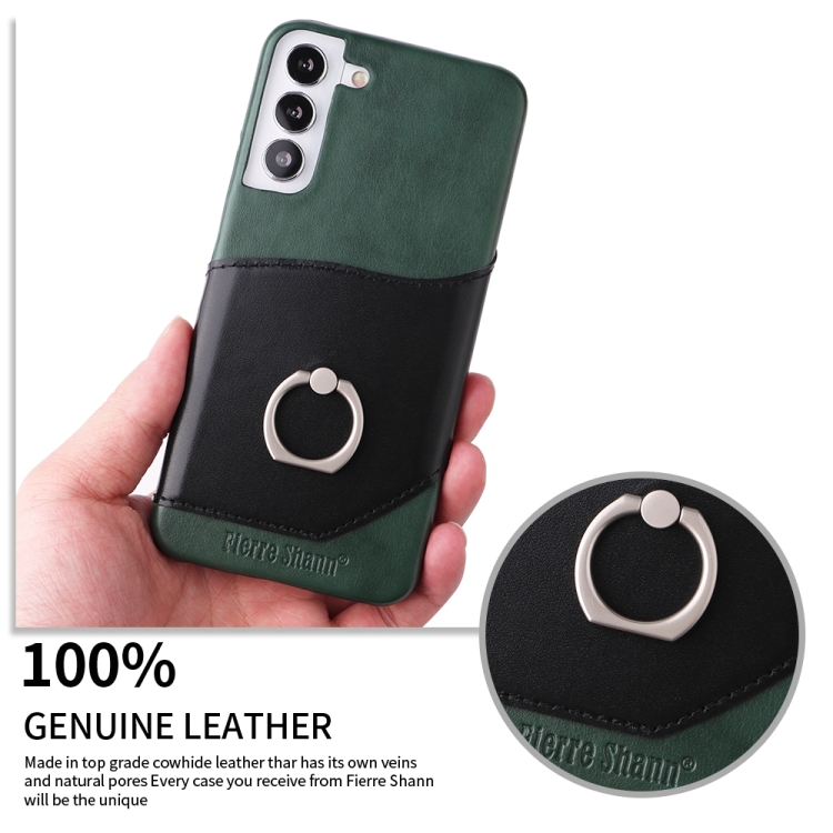 For Samsung Galaxy S22+ 5G Fierre Shann Oil Wax Texture Genuine Leather Back Phone Case with 360 Degree Rotation Holder & Card Slot(Black) For Samsung Galaxy S22+ 5G Fierre Shann Oil Wax Texture Genuine Leather Back Phone Case with 360 Degree Rotation Holder & Card Slot(Black)
