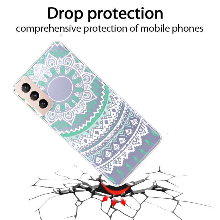 For Samsung Galaxy S21+ 5G Gradient Lace Transparent TPU Phone Case(Green White) For Samsung Galaxy S21+ 5G Gradient Lace Transparent TPU Phone Case(Green White)