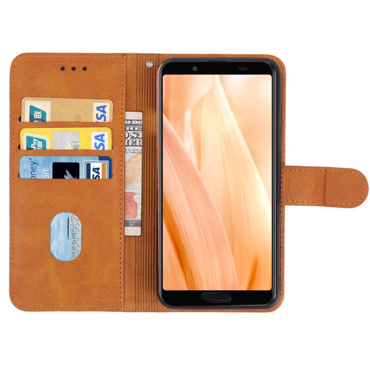 Leather Phone Case For Sharp Aquos Sense3 Lite(Brown)