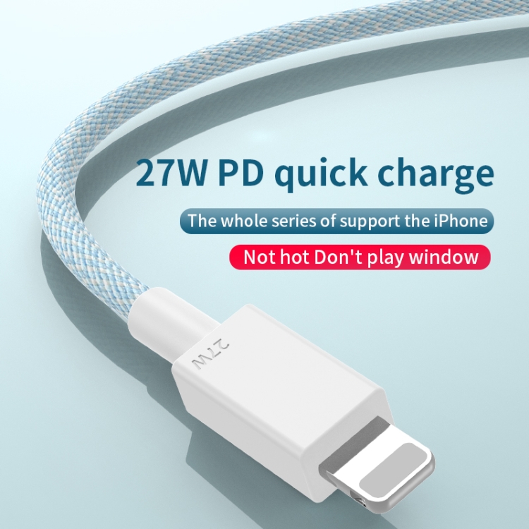 27W PD USB-C / Type-C to 8 Pin Fast Charging Braided Data Cable, Cable Length: 1m(Grey) 27W PD USB-C / Type-C to 8 Pin Fast Charging Braided Data Cable, Cable Length: 1m(Grey)