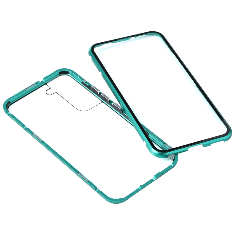 For Samsung Galaxy S22 5G HD Magnetic Metal Tempered Glass Phone Case(Green)