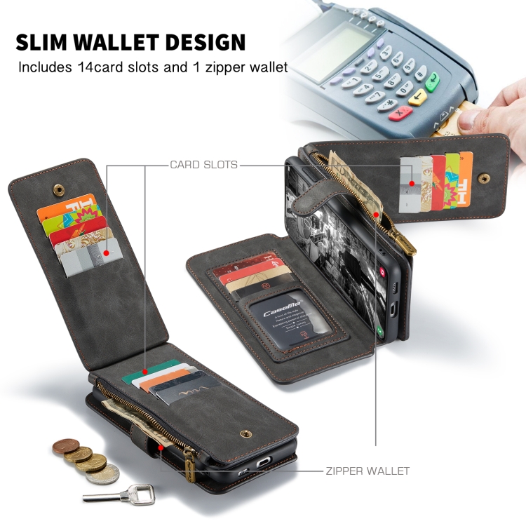 For Samsung Galaxy S22 5G CaseMe-007 Detachable Multifunctional Leather Phone Case(Black) For Samsung Galaxy S22 5G CaseMe-007 Detachable Multifunctional Leather Phone Case(Black)