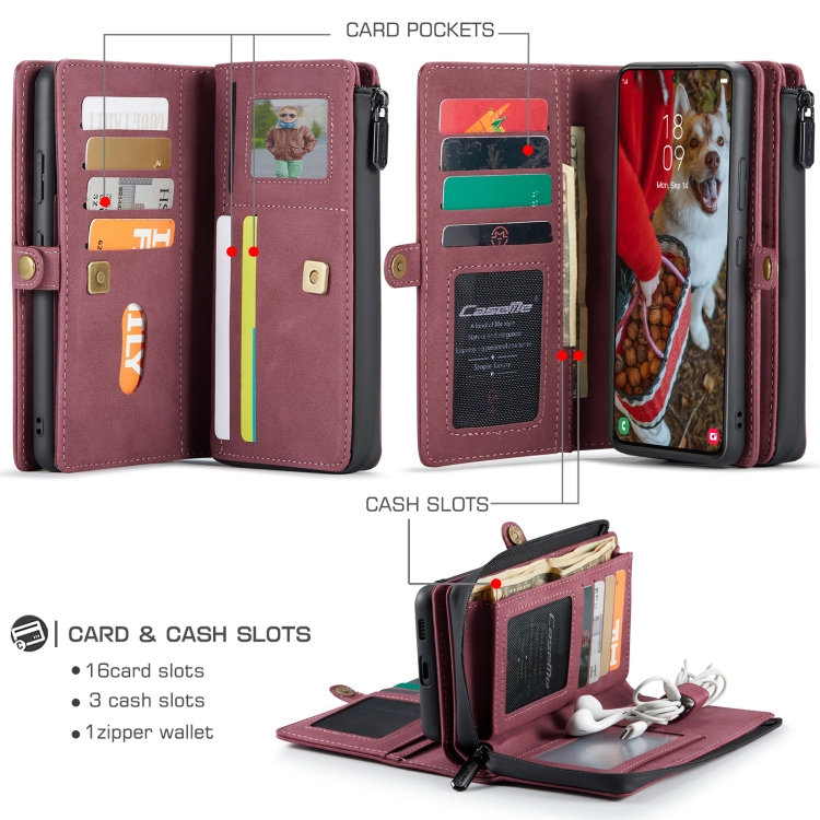 For Samsung Galaxy S22 5G CaseMe 018 Detachable Multi-functional Leather Phone Case(Red) For Samsung Galaxy S22 5G CaseMe 018 Detachable Multi-functional Leather Phone Case(Red)