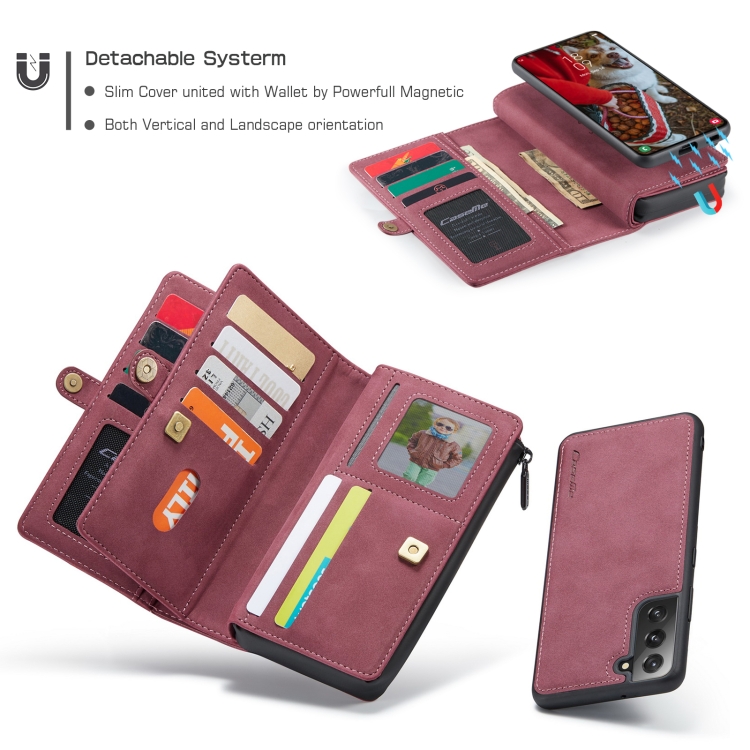 For Samsung Galaxy S22 5G CaseMe 018 Detachable Multi-functional Leather Phone Case(Red) For Samsung Galaxy S22 5G CaseMe 018 Detachable Multi-functional Leather Phone Case(Red)