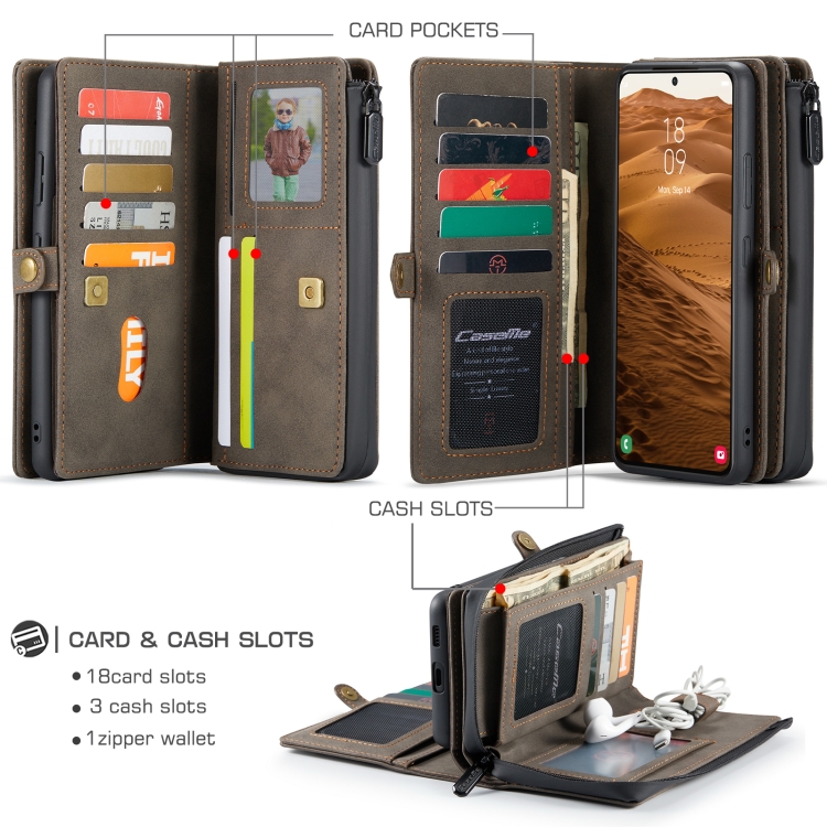For Samsung Galaxy S22+ 5G CaseMe 018 Detachable Multi-functional Leather Phone Case(Brown) For Samsung Galaxy S22+ 5G CaseMe 018 Detachable Multi-functional Leather Phone Case(Brown)