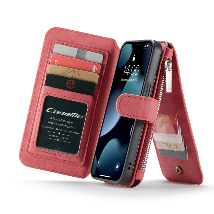 For iPhone 13 mini CaseMe 007 Multifunctional Detachable Billfold Phone Leather Case (Red) For iPhone 13 mini CaseMe 007 Multifunctional Detachable Billfold Phone Leather Case (Red)