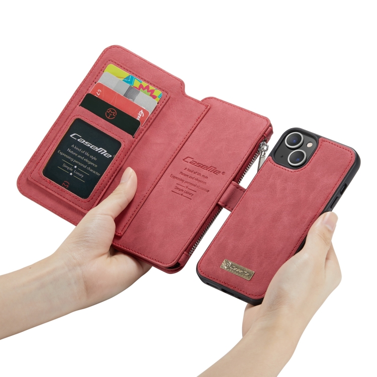 For iPhone 13 mini CaseMe 007 Multifunctional Detachable Billfold Phone Leather Case (Red) For iPhone 13 mini CaseMe 007 Multifunctional Detachable Billfold Phone Leather Case (Red)