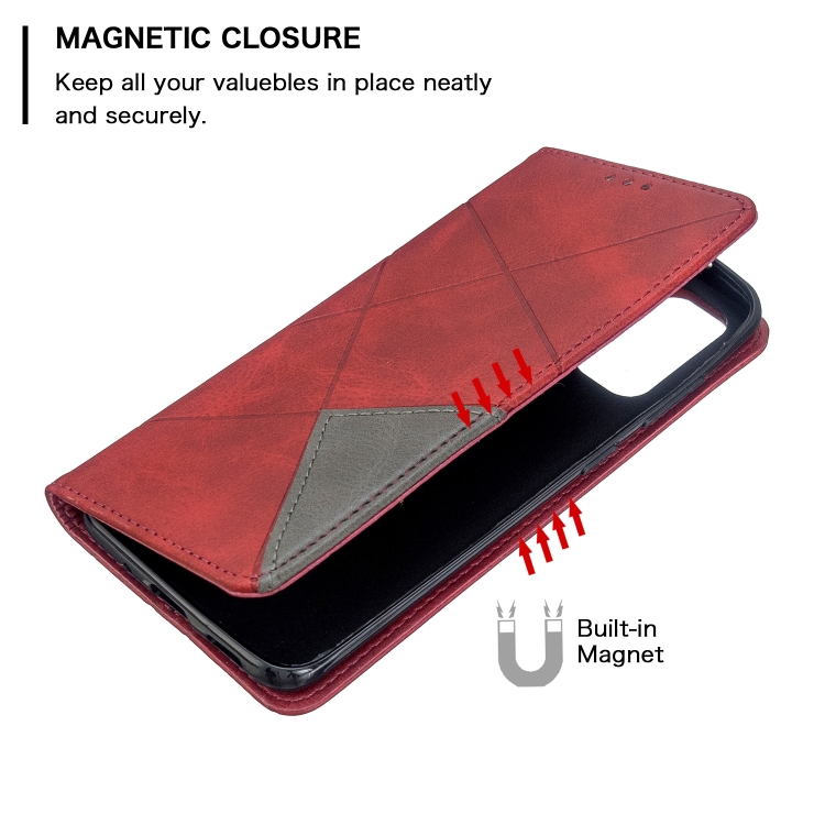 For Galaxy S20 Rhombus Texture Horizontal Flip Magnetic Leather Case with Holder & Card Slots(Red) For Galaxy S20 Rhombus Texture Horizontal Flip Magnetic Leather Case with Holder & Card Slots(Red)